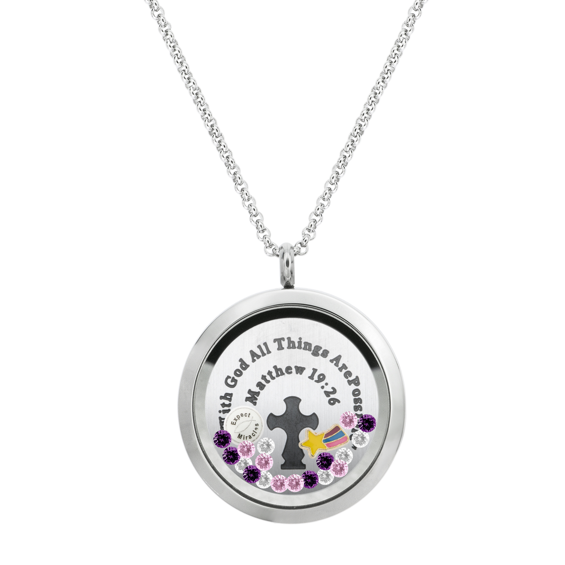 With God All Things Are Possible Stainless Steel Locket Pendant